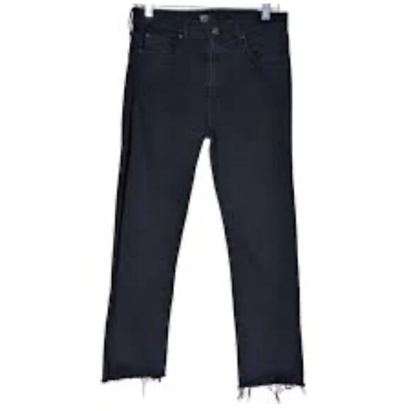 Mother Insider Crop Ankle Step Fray jeans in A Dark Wash Womens Size 24 - Picture 1 of 16